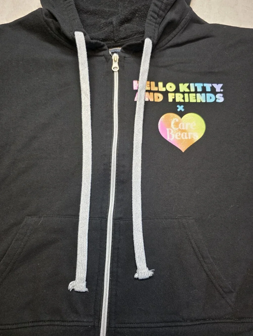 Hello Kitty & Friends Black Zip Hoodie with Rainbow Care Bears Print - Picture 5 of 9